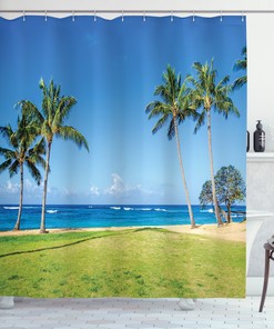 Hawaii Adventure: Coconut Palm Shower Curtain for Tropical Bathroom Decor