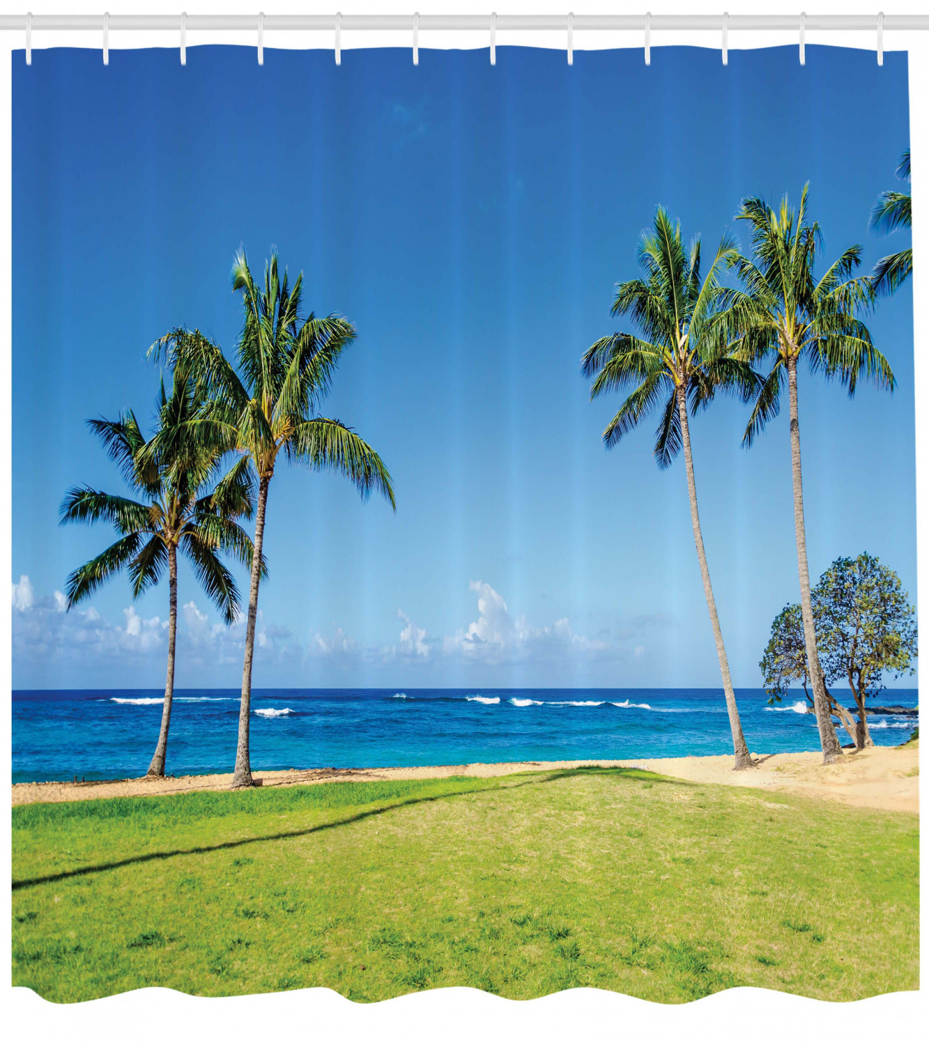 Hawaii Adventure: Coconut Palm Shower Curtain for Tropical Bathroom Decor