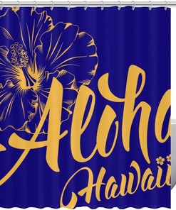 Hawaii Aloha and Hibiscus Shower Curtain - A Vibrant Addition to Your Bathroom 