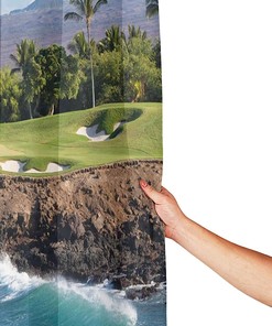 Hawaii Beach Golf Course Shower Curtain for Tropical Farmhouse Bathroom Decor