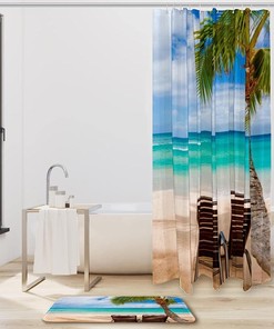 Hawaii Beach Print Shower Curtain For Coastal Bathroom Decor