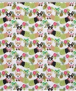 Hawaii Corgi Dog Shower Curtain Funny Fashion Bath Curtain For Bathroom
