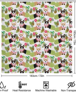 Hawaii Corgi Dog Shower Curtain Funny Fashion Bath Curtain For Bathroom