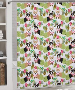 Hawaii Corgi Dog Shower Curtain Funny Fashion Bath Curtain For Bathroom