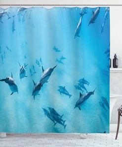 Hawaii Dolphins Shower Curtain for Coastal Bathroom Decor