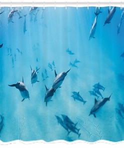 Hawaii Dolphins Shower Curtain for Coastal Bathroom Decor