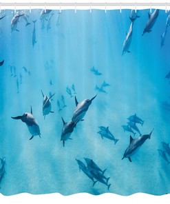 Hawaii Dolphins Shower Curtain for Coastal Bathroom Decor