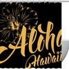 Hawaii Lettering Aloha and Hibiscus Shower Curtain Set - A Beautiful Addition to Your Bathroom 