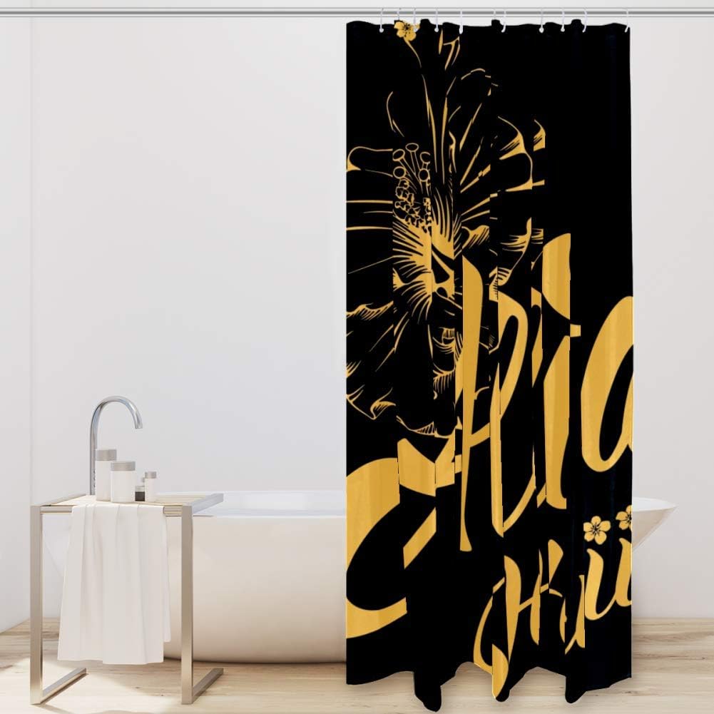 Hawaii Lettering Aloha and Hibiscus Shower Curtain Set - A Beautiful Addition to Your Bathroom