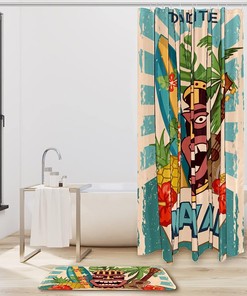 Hawaii Party Vintage Shower Curtain Ideas Waterproof Washable