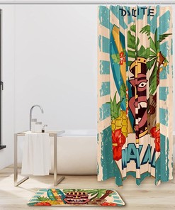Hawaii Party Waterproof Fabric Shower Curtain For Bathroom