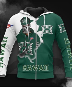 Hawaii Rainbow Warriors Long Sleeve 3D Zip Hoodie With All Over Print, Ideal For Fans
