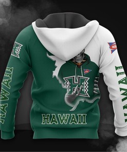 Hawaii Rainbow Warriors Long Sleeve 3D Zip Hoodie With All Over Print, Ideal For Fans