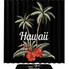 Hawaii Red Hibiscus Shower Curtain, Palm Banana Leaves Design, Fabric Liner for Bathroom