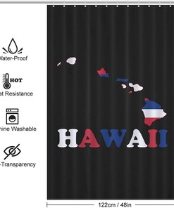 Hawaii State Flag Map Printed Waterproof Shower Curtain For Bathroom Decor