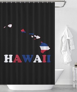 Hawaii State Flag Map Printed Waterproof Shower Curtain For Bathroom Decor