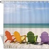 Hawaii Summer Beach Scenery with Chairs Shower Curtain - Waterproof Bathroom Accessory by WengBeauty