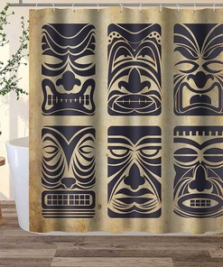 Hawaii Tiki Mask Native Americans Tribal Shower Curtain - Island Bathroom Decor
