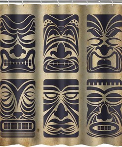Hawaii Tiki Mask Native Americans Tribal Shower Curtain - Island Bathroom Decor