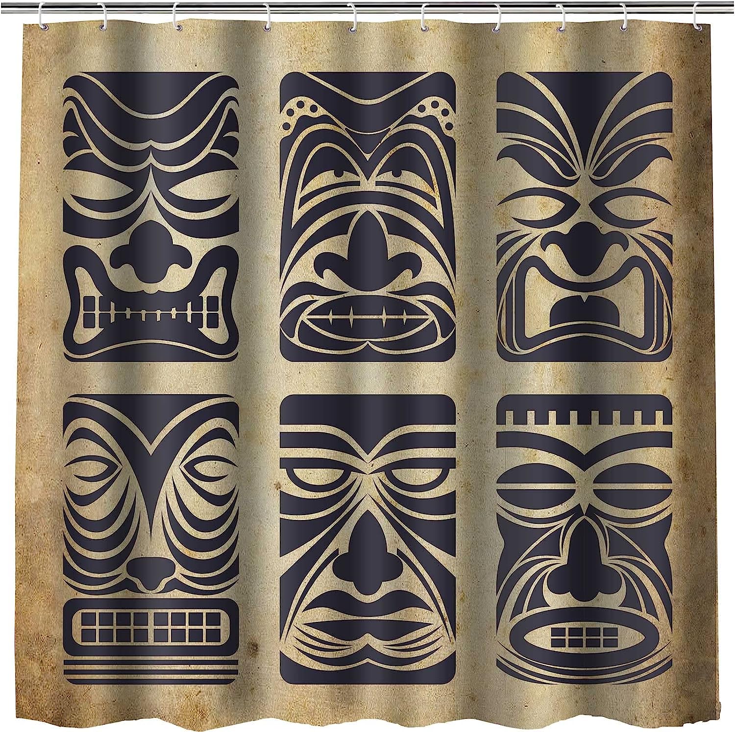 Hawaii Tiki Mask Native Americans Tribal Shower Curtain - Island Bathroom Decor
