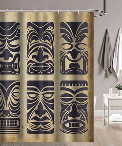 Hawaii Tiki Mask Native Americans Tribal Shower Curtain - Island Bathroom Decor