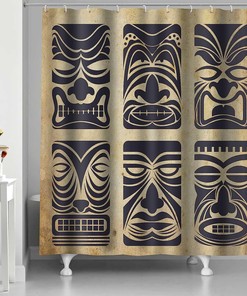 Hawaii Tiki Mask Native Americans Tribal Shower Curtain - Island Bathroom Decor