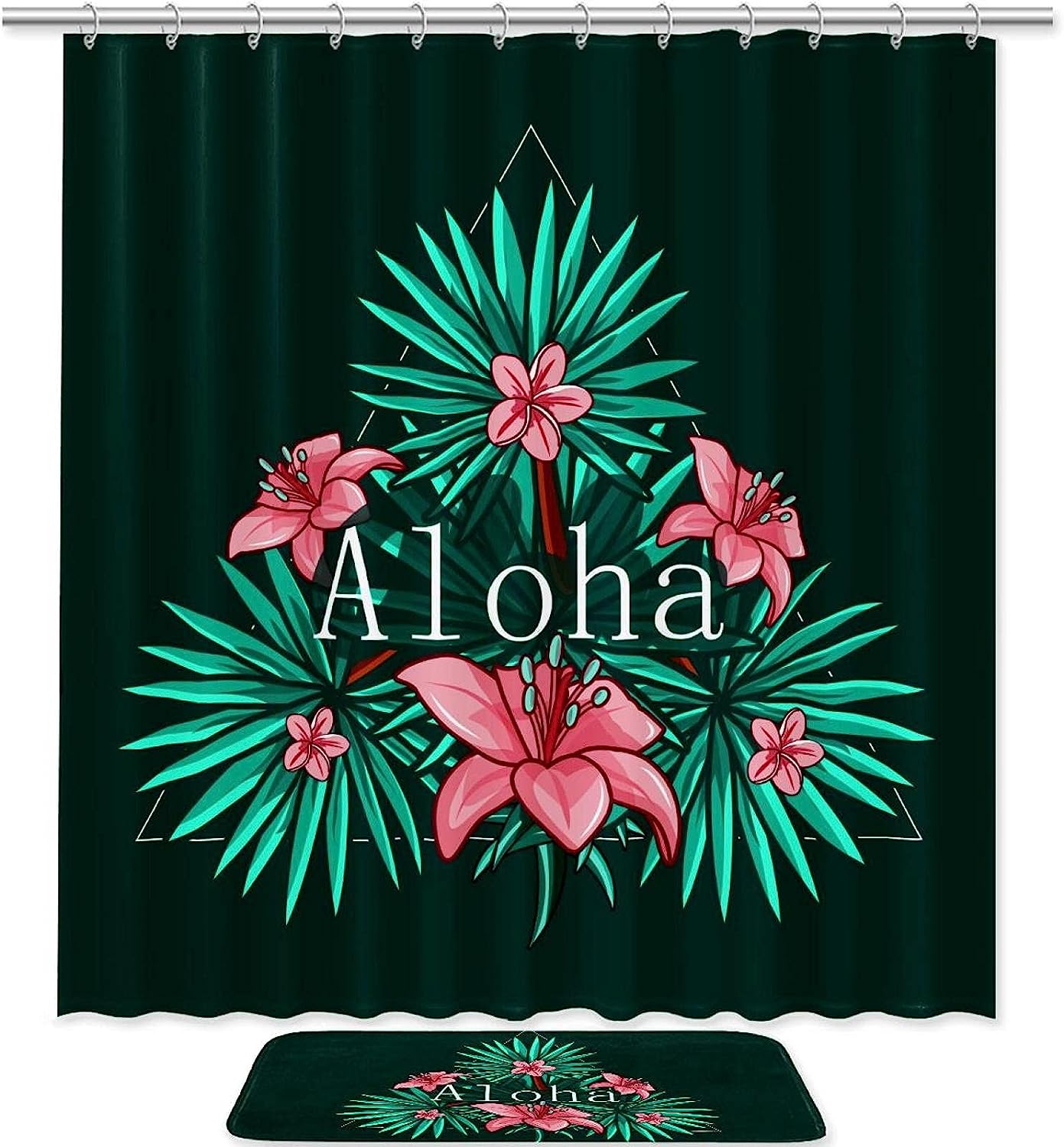 Hawaiian Aloha Leaves Shower Curtain For A Beachy Bathroom