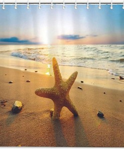 Hawaiian Beach Starfish Sunset Shower Curtain - Beautiful And Colorful Fabric Curtain For Your Bathroom