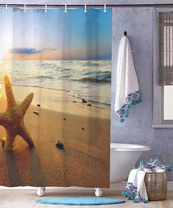 Hawaiian Beach Starfish Sunset Shower Curtain - Beautiful And Colorful Fabric Curtain For Your Bathroom