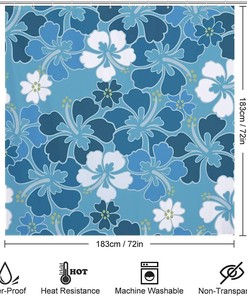 Hawaiian Flowers Bathroom Shower Curtain For Durable And Washable Decor