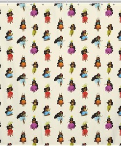 Hawaiian Girls Shower Curtain for Summer Bathroom Decoration