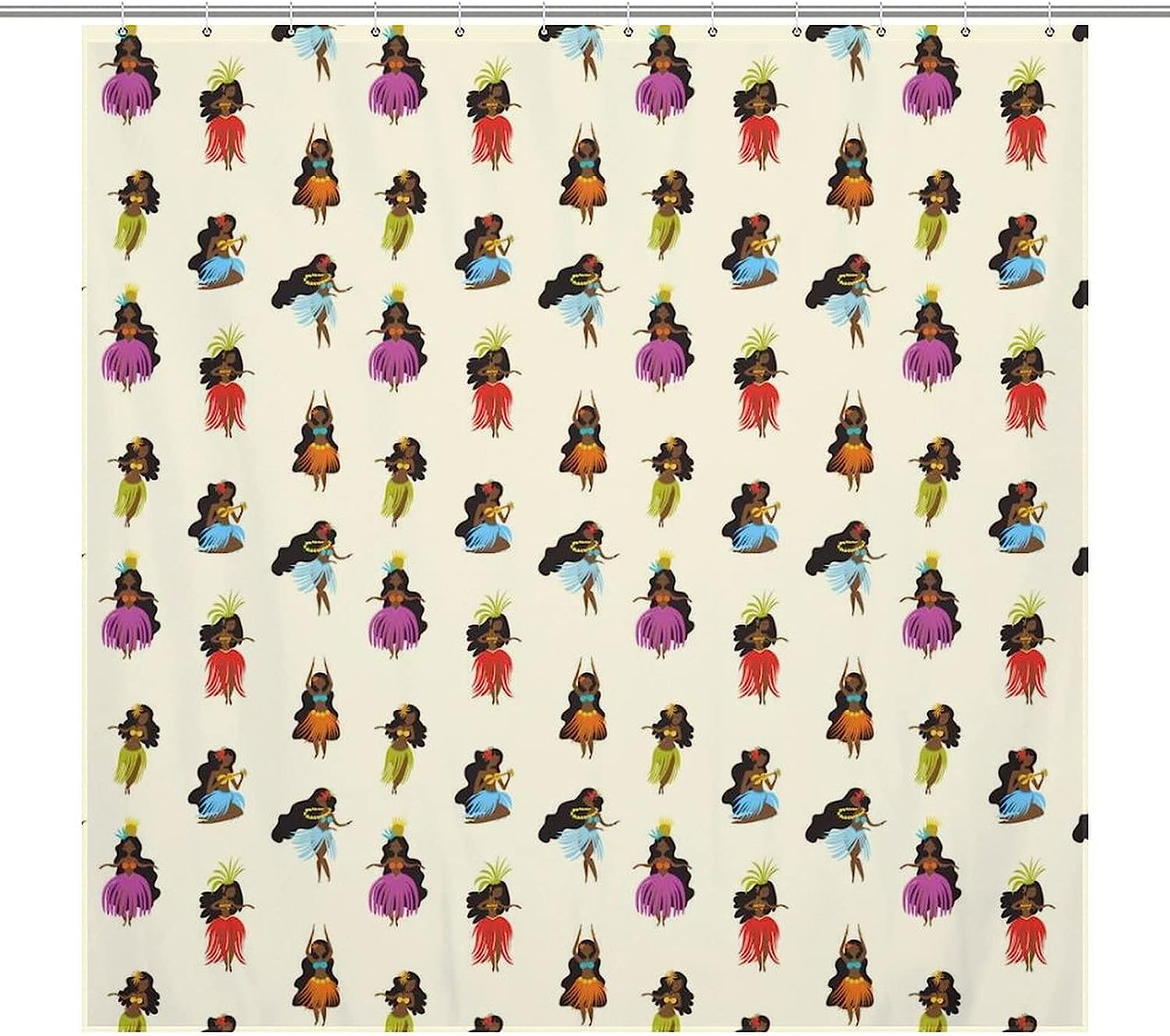 Hawaiian Girls Shower Curtain for Summer Bathroom Decoration
