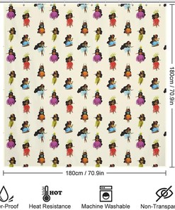 Hawaiian Girls Shower Curtain for Summer Bathroom Decoration