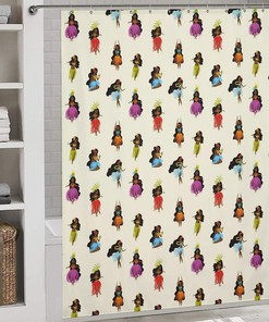 Hawaiian Girls Shower Curtain for Summer Bathroom Decoration