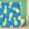 Hawaiian Hibiscus and Pineapple Shower Curtain with Aloha Design - Waterproof Fabric Bathroom Decor 