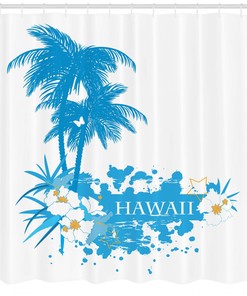 Hawaiian Island Aqua Shower Curtain for Exotic Bathroom Decor