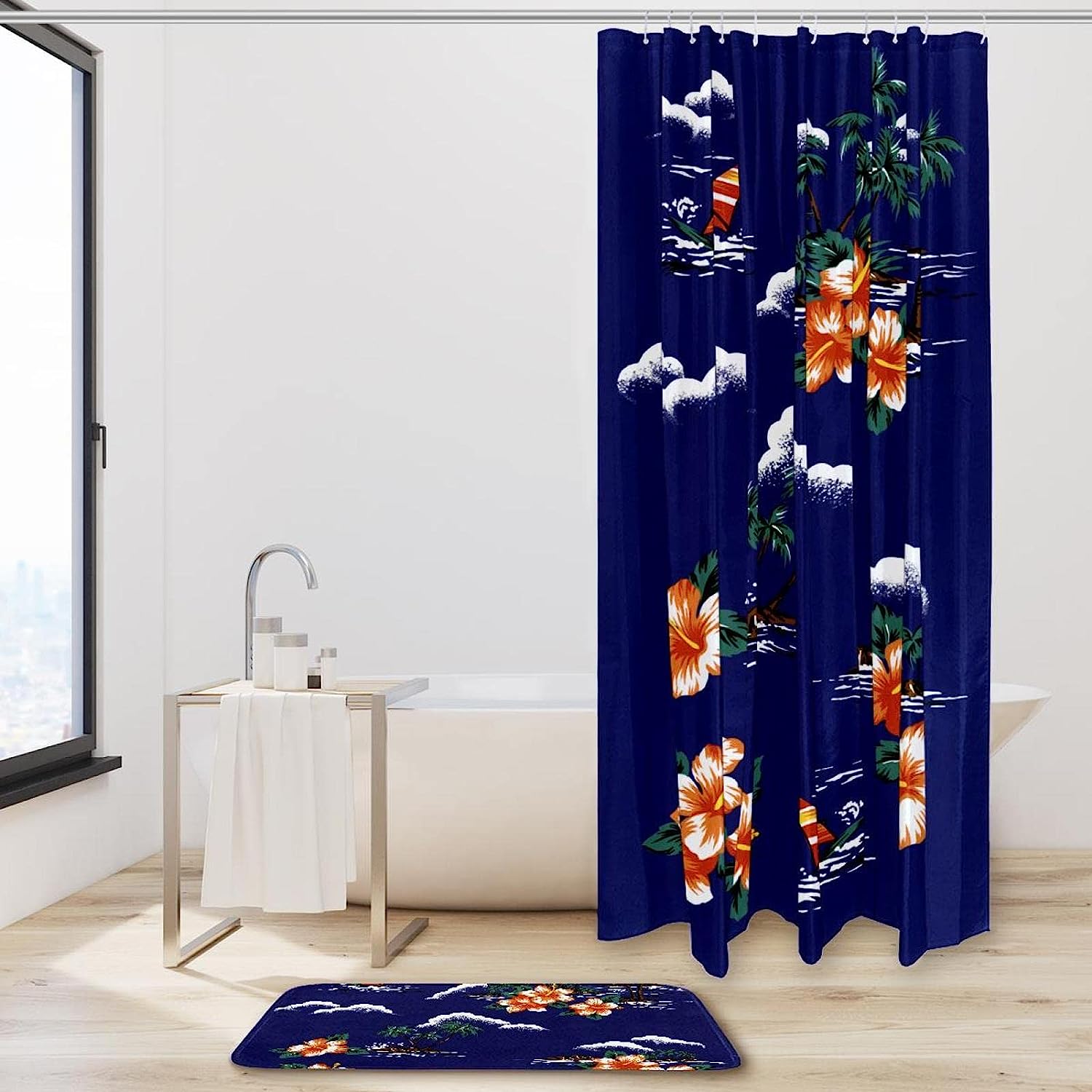 Hawaiian Islands Vintage Shower Curtain Liner, Fabric Bathroom Decor