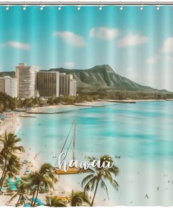 Hawaiian Landmark Fabric Shower Curtain for Modern Bathroom Decor