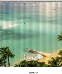 Hawaiian Landmark Fabric Shower Curtain with Beautiful Artwork