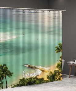 Hawaiian Landmark Fabric Shower Curtain with Beautiful Artwork