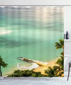 Hawaiian Landmark Fabric Shower Curtain with Beautiful Artwork