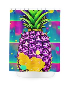 Hawaiian Organic Pineapple Shower Curtain by AI Art Design