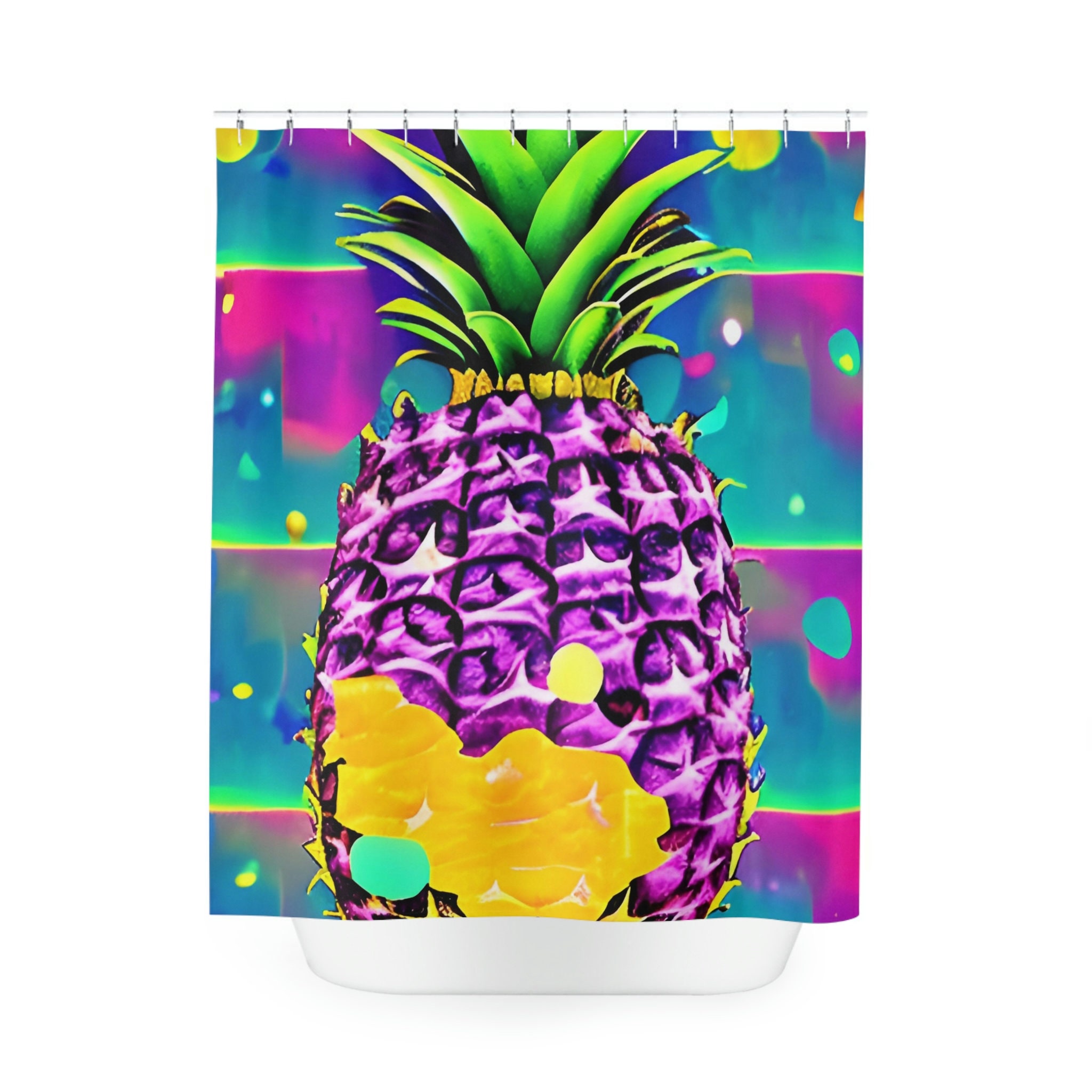 Hawaiian Organic Pineapple Shower Curtain by AI Art Design