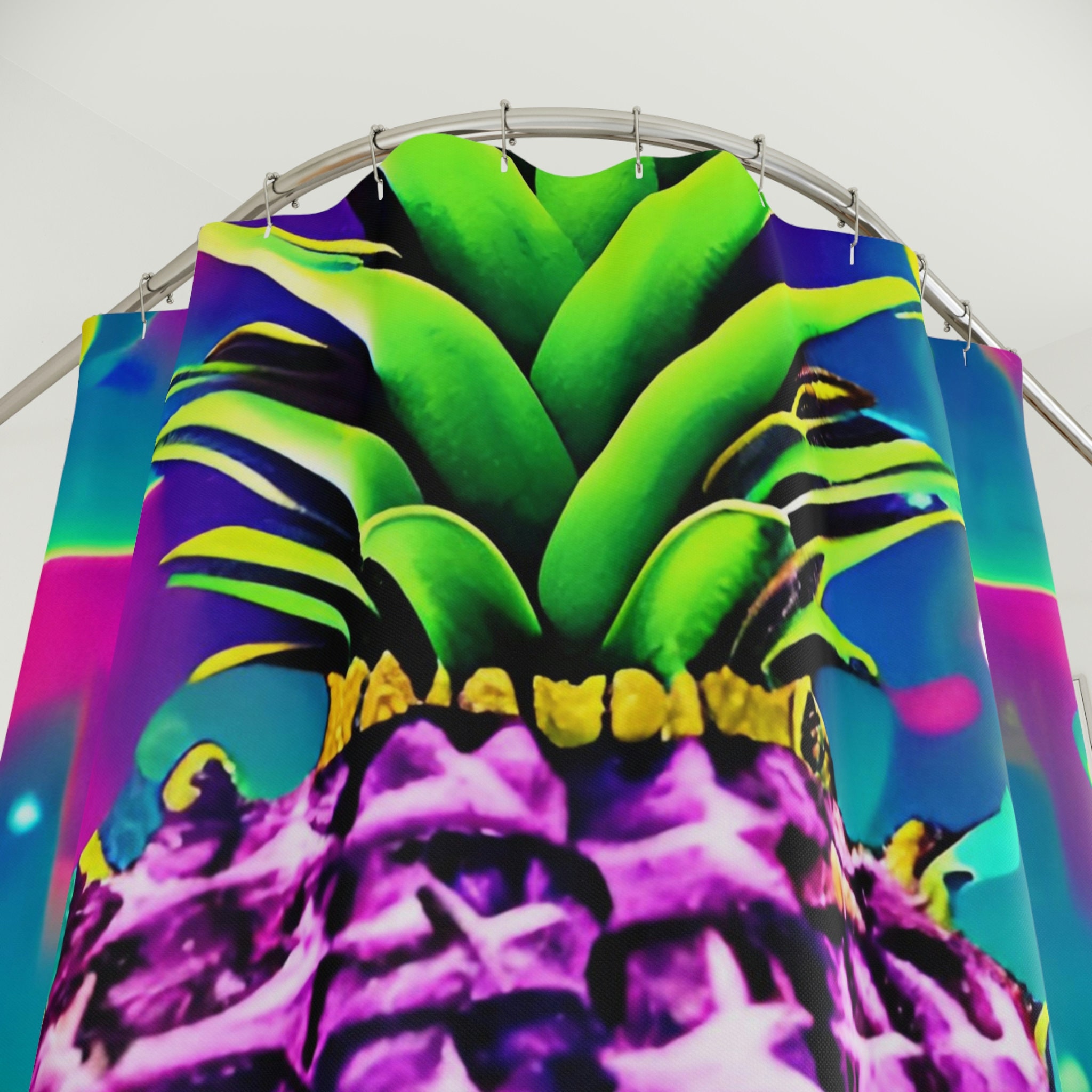 Hawaiian Organic Pineapple Shower Curtain by AI Art Design