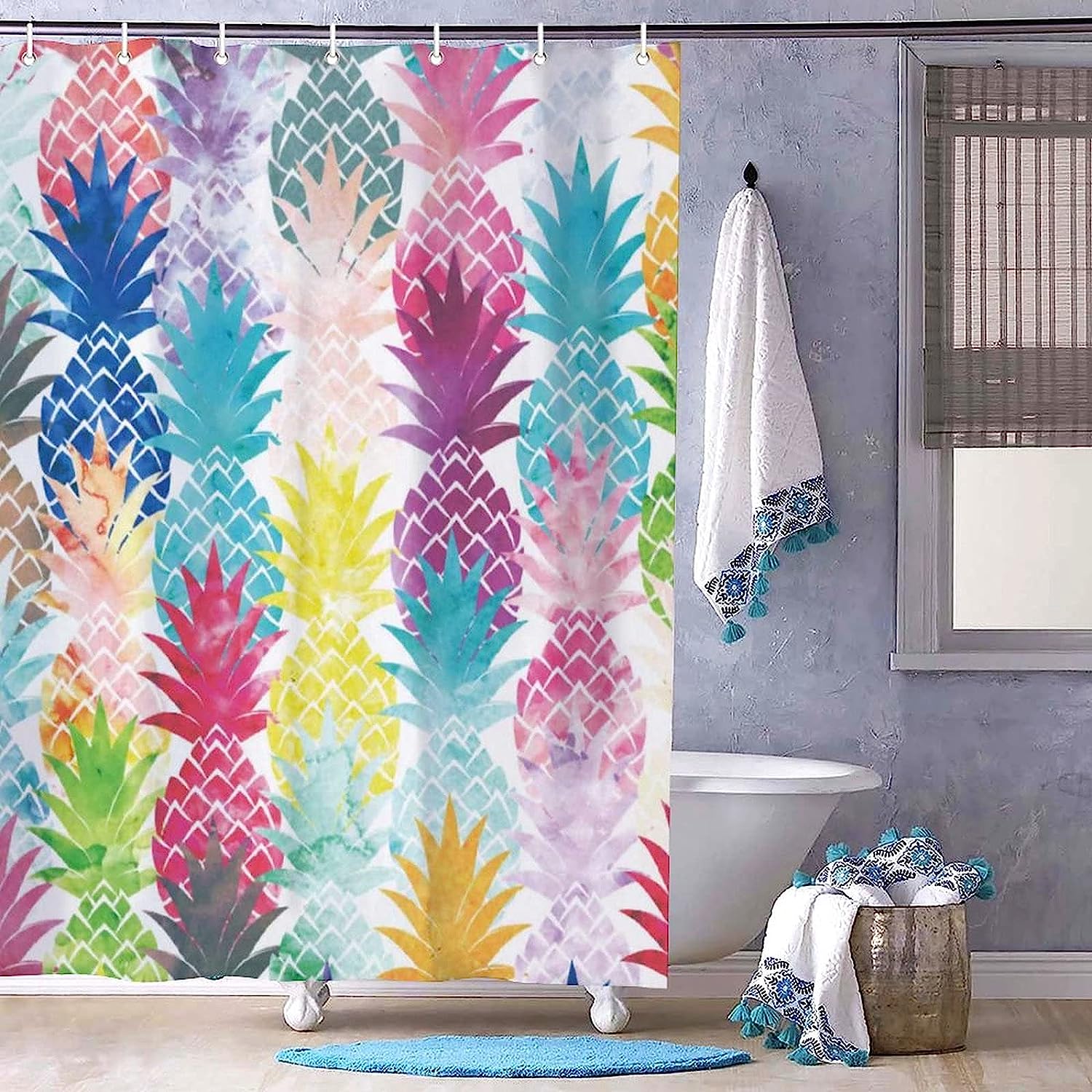 Hawaiian Pineapple Pattern Shower Curtain - Decorative Bathroom Accessory with Shower Curtain Sets by WengBeauty