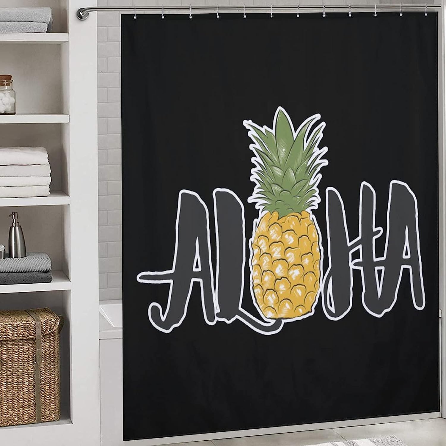 Hawaiian Print Shower Curtain Fabric for a tropical and waterproof bathroom experience