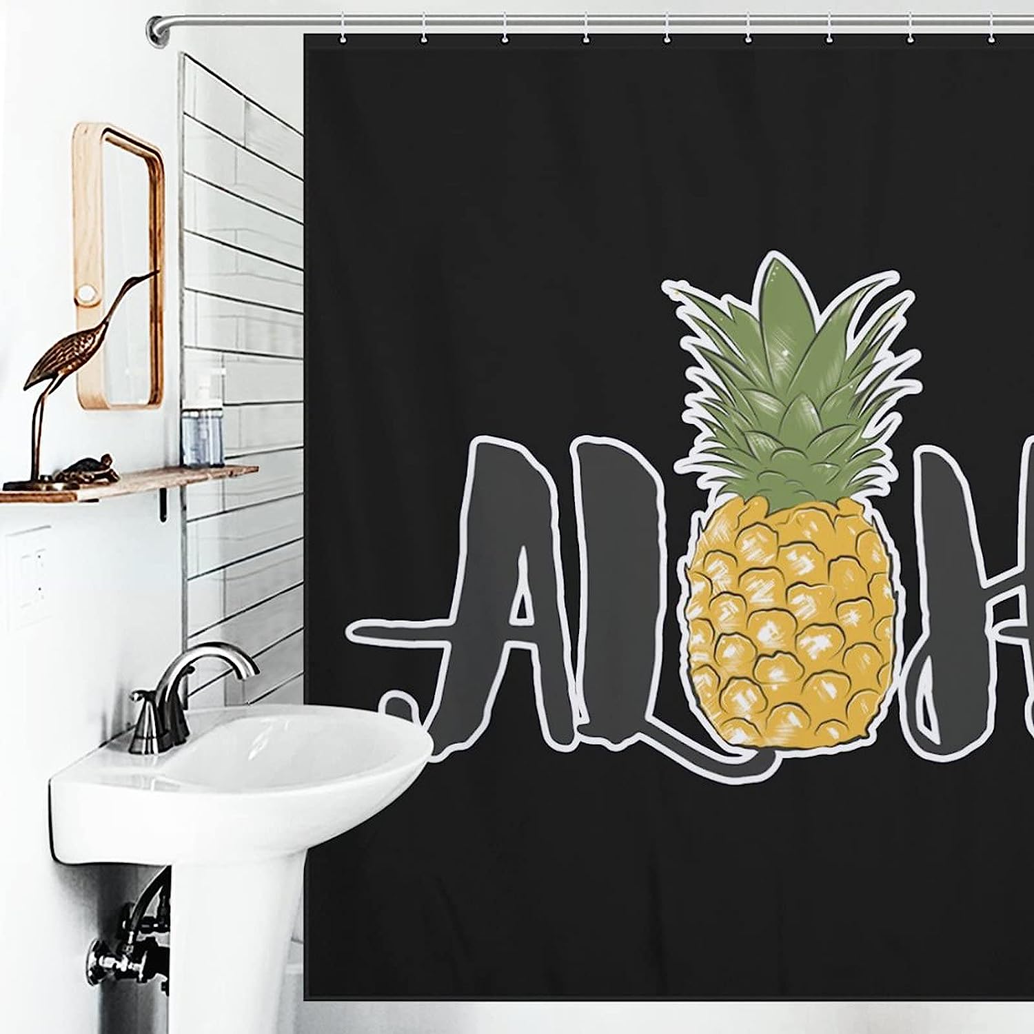 Hawaiian Print Shower Curtain Fabric for a tropical and waterproof bathroom experience