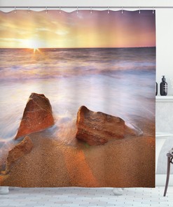 Hawaiian Sea Sky Nature Print Shower Curtain, Fabric Bathroom Decor