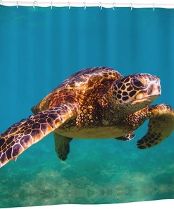 Hawaiian Sea Turtle Shower Curtain - Blue Ocean Bathtub Curtain for Bathroom