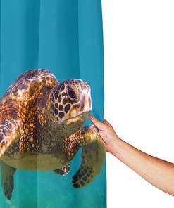 Hawaiian Sea Turtle Shower Curtain - Blue Ocean Bathtub Curtain for Bathroom